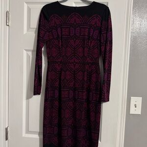 Maggy London Black and Purple Geometric Dress